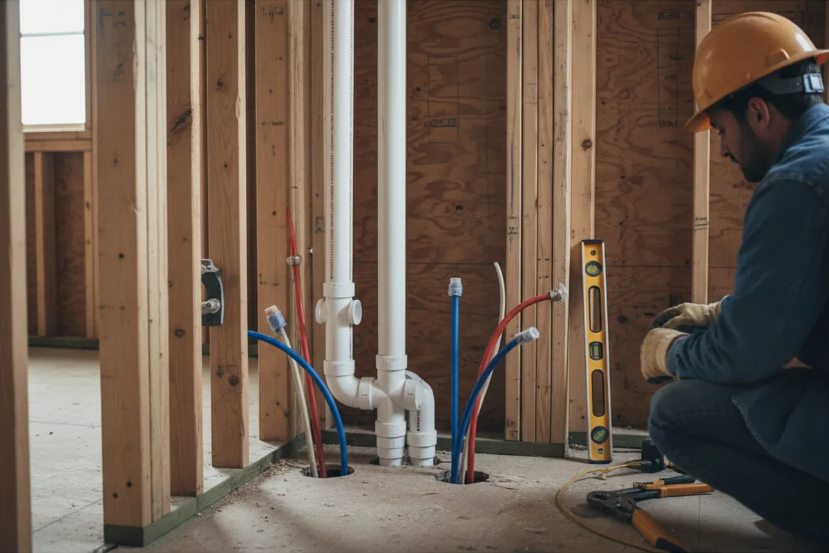 Drain and supply rough-in during Sump Pump Repair in Pittsfield